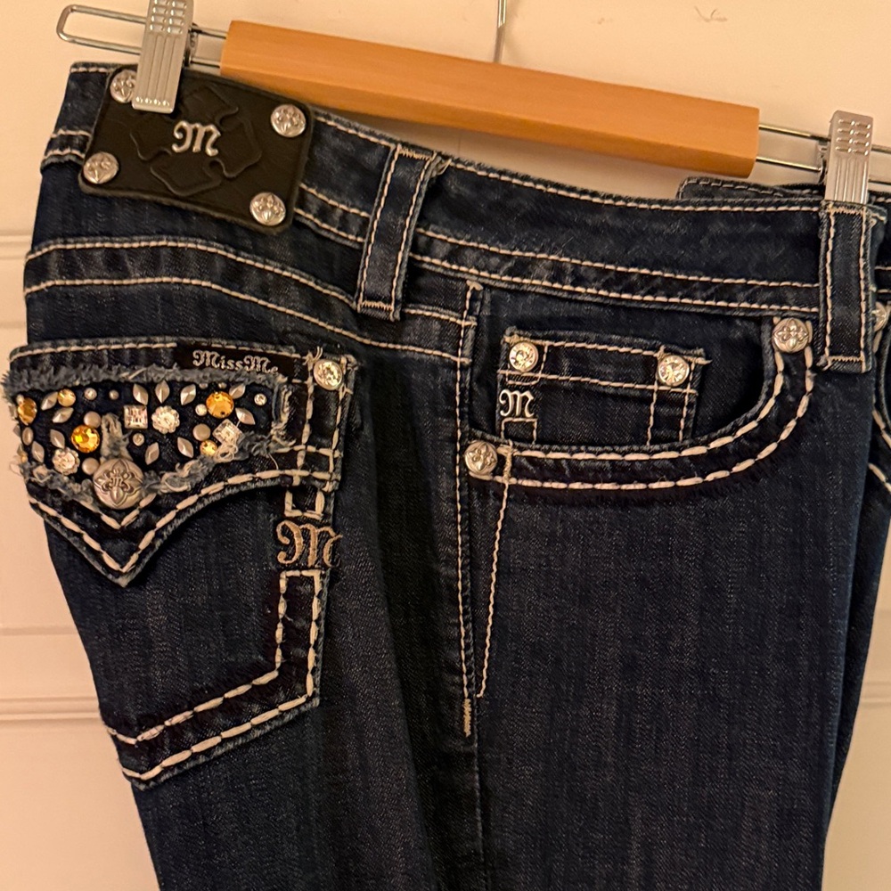 Miss Me Women's Dark Blue Jeans with Silver Accents